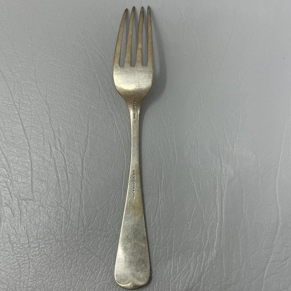Antique Wm Wilson Son Sterling Silver Aesthetic Floral Engraved Fork 7in 42.8g